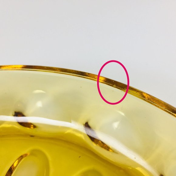 MCM Amber Glass Divided Dish with Handle 8 Inches Across Thumbprint - Picture 6 of 6